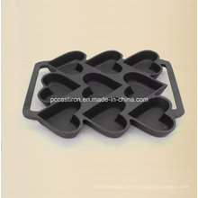 9PCS Preseasoned Gusseisen-Kuchen-Form Bakeware 24X19cm
